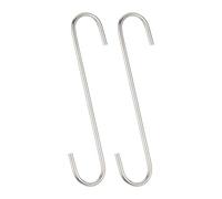 Unifizz Lot de 2 crochets en forme de S extra longs en métal robuste de 200 mm pour intérieur et extérieur dans le jardin, le placard, l'atelier, la cuisine, argent mat