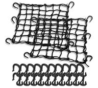 Unifizz Lot de 2 filets de chargement pour moto de 38,1 x 38,1 cm extensible jusqu'à 76,2 x 76,2 cm, 5,1 x 5,1 cm avec 20 crochets, filet de chargement pour bagage de moto, porte-bagages, porte-VTT,