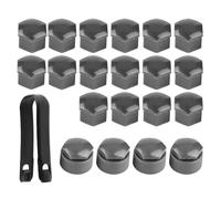 Unifizz Lot de 20 cache-écrous de roue universels de 17 mm avec extracteur pour roue - Gris