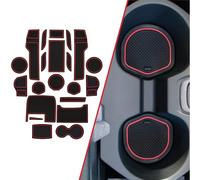 Unifizz Lot de 21 inserts antidérapants personnalisés pour porte-gobelets pour Honda Civic 2013 à 2022, tapis de doublure pour console centrale et poches de porte (bordure rouge)