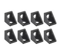 Unifizz Lot de 8 équerres d'angle en aluminium extrudé à fente en T, connecteur d'angle 20 x 20 x 17 mm pour cadre extrudé en aluminium série 2020, noir