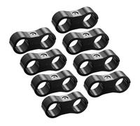 Unifizz Lot de 8 séparateurs de tuyau de voiture AN6 noirs en aluminium pour conduite de carburant de 3/8, conduite d'huile, ligne de frein, tuyau d'eau et conduite de gaz