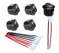 Unifizz ON Off Round Rocker Switches SPST 20mm Mini 12 Volt DC Mini Circle Toggle Switch 12V for Car Automotive RV 2 Pin Switch 120V Wired KCD1-5Pack