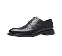 Uniform Formal Oxford Shoes for Men Vegan Leather Lace-up Breathable Non Slip Slip Resistant Low Top Rubber Sole Classic Wedding Party(Black,44.5 EU)
