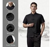 Uniforme de chef de style chinois à manches courtes, uniforme de Tai Chi, uniforme de Kung Fu, tissu léger et respirant, lavable, convient aux chefs, boulangers, hôtels, cuisines de restaurant, manche