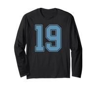 Uniforme de Joueur numéro 19 en Jersey Bleu Clair #19 Manche Longue