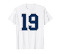 Uniforme de Joueur numéro 19 en Jersey Bleu Marine argenté #19 T-Shirt