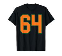 Uniforme de Joueur numéro 64 en Jersey Orange et Vert #64 T-Shirt Graphique avec Valeur