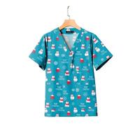Uniforme de Noël imprimé, chemise à manches courtes, blouse chirurgicale, vente en gros, vêtements travail for médecins et infirmières, femmes hommes, dentistes Pour Hôpitaux, Cliniques(Color7,M)