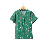 Uniforme de Noël imprimé, chemise à manches courtes, blouse chirurgicale, vente en gros, vêtements travail for médecins et infirmières, femmes hommes, dentistes Pour Hôpitaux, Cliniques(Color4,S)