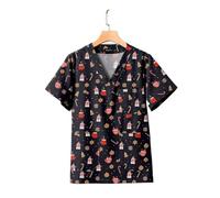 Uniforme de Noël imprimé, chemise à manches courtes, blouse chirurgicale, vente en gros, vêtements travail for médecins et infirmières, femmes hommes, dentistes Pour Hôpitaux, Cliniques(Color6,L)