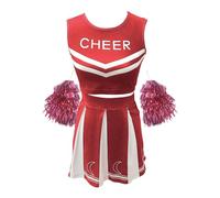 Uniforme de Performance, tenue de bal, Costume de Cosplay de pom-pom girl Sexy pour la Danse de Cheerleading(Red,S)