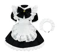 Uniforme de Servante Cosplay Costume de servante Cosplay avec Serre-tête Tenue de Servante Cosplay Robe Tablier de Servante Vêtements Unisexe pour jeux de rôle, fêtes et spectacles d'Halloween (4XL)