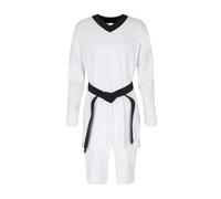 Uniforme de Taekwondo Dobok à col en v, veste traditionnelle, noir Daofu, séchage rapide adapté Pour Hommes, Femmes(XL 170cm)