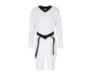 Uniforme de Taekwondo Dobok à col en v, veste traditionnelle, noir Daofu, séchage rapide adapté Pour Hommes, Femmes(XL 170cm)