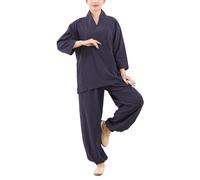 Uniforme de Tai Chi Chi Chinois Traditionnel Zen Méditation Costume Arts Martiaux Kung Fu Vêtements Matin Exercices Tenue, #28 Bleu marine, L