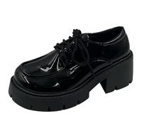 Uniforme d'école japonaise JK chaussures étudiantes filles femmes Kawaii Lolita souple Sister Plateforme à bout rond Chaussures à talons bas Mary Jane, Lumière noire, 41 EU