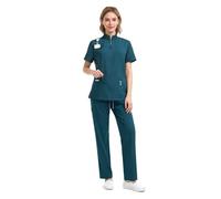 Uniforme d'infirmière Uniforme d'infirmière de service standard - Ensemble blouses médicales essentielles for une utilisation quotidienne à l'hôpital et en clinique pour femme(Caribbean Blue,XX-Large)