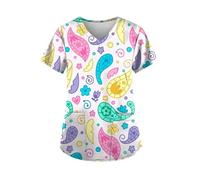 Uniforme D'InfirmièRe Uniforme d'infirmière for femmes, imprimés de motifs amusants, microélastique, médical pédiatrique, col en v, manches courtes, blouses chirurgicales for femmes Travail Blouse Inf