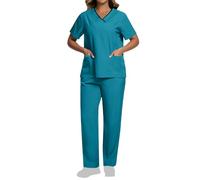 Uniforme Médical Femme 2 Pièces Ensemble de Vêtements Offre Spéciale Haut et Pantalon + Blouse Medicale Femmes Couleur Unie Coupe Souple Et Confortable Tenue Aide Soignante Professionnelle Pas Cher