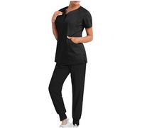 Uniforme Médical Femme 2 Pièces Ensemble de Vêtements Offre Spéciale Haut et Pantalon + Blouse Medicale Femmes Couleur Unie Coupe Souple Et Confortable Tenue Aide Soignante Professionnelle