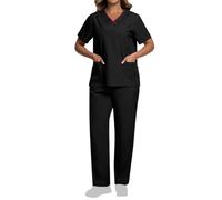 Uniforme Médical Femme 2 Pièces Ensemble de Vêtements Offre Spéciale Haut et Pantalon + Blouse Medicale Femmes Couleur Unie Coupe Souple Et Confortable Tenue Aide Soignante Professionnelle Pas Cher