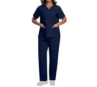 Uniforme Médical Femme 2 Pièces Ensemble de Vêtements Offre Spéciale Haut et Pantalon + Blouse Medicale Femmes Couleur Unie Coupe Souple Et Confortable Tenue Aide Soignante Professionnelle Pas Cher