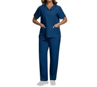 Uniforme Médical Femme 2 Pièces Ensemble de Vêtements Offre Spéciale Haut et Pantalon + Blouse Medicale Femmes Couleur Unie Coupe Souple Et Confortable Tenue Aide Soignante Professionnelle Pas Cher