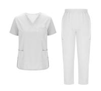 Uniforme Médical Femme 2 Pièces Ensemble de Vêtements Ventes Flash Haut et Pantalon + Blouse Medicale Femmes Soldes d'été Coupe Souple Et Confortable Tenue Aide Soignante Professionnelle