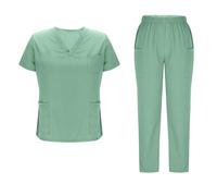 Uniforme Médical Femme 2 Pièces Ensemble de Vêtements Ventes Flash Haut et Pantalon + Blouse Medicale Femmes Soldes d'été Coupe Souple Et Confortable Tenue Aide Soignante Professionnelle