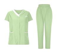 Uniforme MéDicale Unisexes Ensemble De VêTements pour Femme à Col en V Haut Et Pantalon éLastique D'InfirmièRe Tenue Aide Soignante Professionnelle MéDical Blouse avec Poches