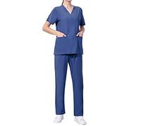 Uniforme MéDicale Unisexes Ensemble De VêTements pour Femme à Col en V Haut Et Pantalon éLastique D'InfirmièRe Tenue Aide Soignante Professionnelle MéDical Blouse avec Poches