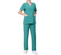 Uniforme MéDicale Unisexes Ensemble De VêTements pour Femme à Col en V Haut Et Pantalon éLastique D'InfirmièRe Tenue Aide Soignante Professionnelle MéDical Blouse avec Poches