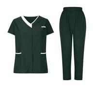 Uniforme MéDicale Unisexes Ensemble De VêTements pour Femme à Col en V Haut Et Pantalon éLastique D'InfirmièRe Tenue Aide Soignante Professionnelle MéDical Blouse avec Poches
