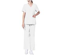 Uniforme Médicale Unisexes Ensemble Haut et Pantalons + Blouse Medicale Femme/Homme Vêtements de Travail Uniformes Tenue Aide Soignante Professionnelle Ensemble Uniformes Unisexe Blouse Esthétique
