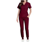 Uniforme MéDicale Unisexes Ensemble Haut Et Pantalons Medicale Blouse Femme/Homme Tenue Aide Soignante VêTement MéDical Tenue Infirmiere Professionnelle Couleur Unie Vêtements de Travail et Uniformes