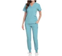 Uniforme MéDicale Unisexes Ensemble Haut Et Pantalons Medicale Blouse Femme/Homme Tenue Aide Soignante VêTement MéDical Tenue Infirmiere Professionnelle Couleur Unie Vêtements de Travail et Uniformes