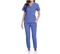Uniforme MéDicale Unisexes Ensemble Haut Et Pantalons Medicale Blouse Femme/Homme Tenue Aide Soignante VêTement MéDical Tenue Infirmiere Professionnelle Couleur Unie Vêtements de Travail et Uniformes