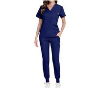 Uniforme MéDicale Unisexes Ensemble Haut Et Pantalons Medicale Blouse Femme/Homme Tenue Aide Soignante VêTement MéDical Tenue Infirmiere Professionnelle Couleur Unie Vêtements de Travail et Uniformes