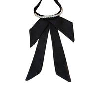 Uniforme scolaire long ruban nœud papillon réglable nœud pré-noué vintage bijoux perles collier de chemise nœud papillon cravate collège, Non 4., taille unique