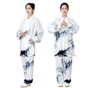Uniforme unisexe en coton mélangé pour l'exercice du matin à manches longues, tenue de Tai Chi et de Kung Fu, combinaison en coton et lin pour le yoga, tenue d'arts martiaux 3XL