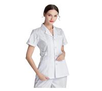 Uniformes Médicaux Blouses courtes blanches, ensemble d'uniformes d'infirmière, blouse de laboratoire, uniforme de médecin, vêtements for femmes, vêtements de Salon de beauté roses(White1(no pants),S)