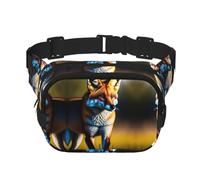 Unifox Sac banane carré double couche avec sangle réglable pour activités de plein air, noir, taille unique, Noir , Taille unique