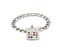 unift 12 Tribus D'Israël Plastron Pendentif Bracelet Pour Femmes Hommes En Acier Inoxydable Rétro Juif Douze Pierre De Naissance Pendentif Bracelet Amulette Bijoux (argent)