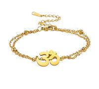 unift Aum Om Ohm Symbole Sanskrit Bracelet Pour Femme, Harmonie Spirituelle Hindoue Amulette En Acier Inoxydable Yoga Charme Manchette Bracelet Bijoux Accessoire (or)