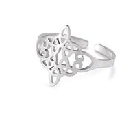 Unift Bague avec Cœur en Forme de Noeud de Sorcière pour Femme en Acier Anox - Bague d'Ouverture du Noeud Celtique de l'Amour - Bijoux Cadeaux Irlandais, Acier inoxydable, Aucune pierre précieuse