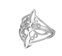 unift Bague Bœud de Sorcière Pour Femme Acier Inoxydable Celtique Quaternaire Wiccan Bague Bœud de Sorcière Amulette de Sorcière Bijou Cadeau