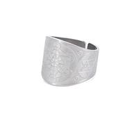 unift Bague Cube de Métatron pour Homme Femme Acier Inoxydable Sceau D'Ange Archange Métatron Style Géométrie Sacrée Bague Protection Amulette