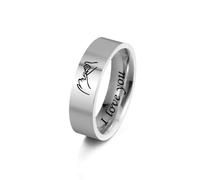 UNIFT Bague de promesse pour couple avec gravure « I Love You » et motif de promesse Pinky pour homme et femme pour la Saint-Valentin, un anniversaire de mariage, Acier inoxydable, Aucune pierre