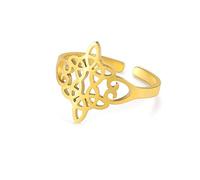 UNIFT Bague en acier inoxydable avec nœud de sorcière en forme de cœur pour femme, Acier inoxydable, Aucune pierre précieuse